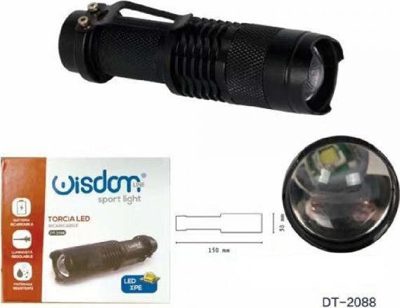 Torcia-Led-Xpe-Ricaricabile-Luce-Regolabile-Ip20-Per-Campeggi-Escursioni-Dt-2088