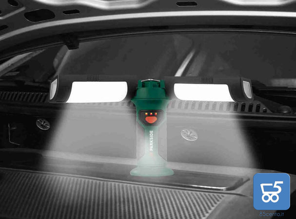 Torcia Parkside a LED Garage Campeggio a Ragno Magnetica con Powerbank 6 Modalità