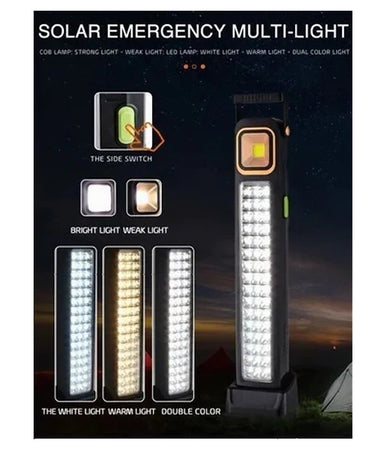 Torcia Portatile Lampada Di Emergenza Ricaricabile Usb Solare 45led Luce Bianca