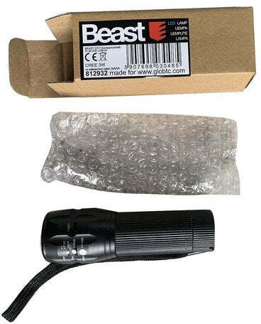 Torcia tascabile in metallo robusto con luce a led dimensioni 27 x 90 mm beast