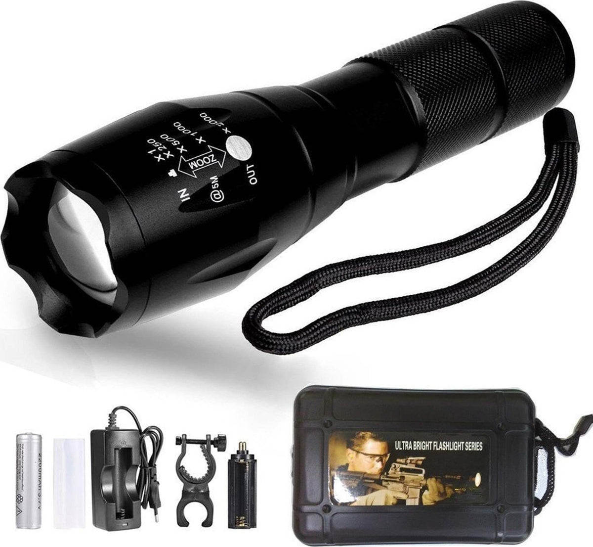 Torcia LED Ricaricabile 1000 Lumen - 2 Modalità (Faretto + Lanterna) Impermeabile IPX5, Batteria 1200 MAh