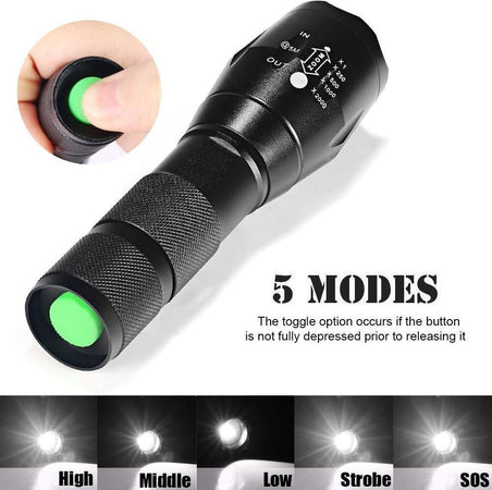TORCIA TATTICA MILITARE A LED ULTRA LUMINOSA 1200 LMN IMPERMEABILE CON 5 MOD. Fai da te/Sicurezza e protezione/Torce/Torce elettriche portatili (standard) Trade Shop italia - Napoli, Commerciovirtuoso.it