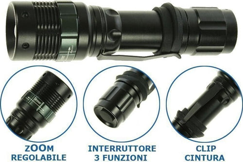 TORCIA TATTICA MILITARE CREE LED MOD POLICE 5000 LUMEN NERO CON ATTACCO CINTURA Fai da te/Sicurezza e protezione/Torce/Torce elettriche portatili (standard) Trade Shop italia - Napoli, Commerciovirtuoso.it