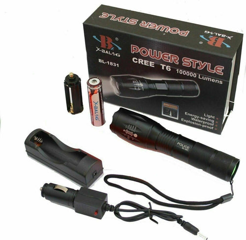 TORCIA TATTICA MILITARE LED T6 100000Lm ZOOM RICARICABILE BICI,PESCA BL-1831 Fai da te/Sicurezza e protezione/Torce/Torce elettriche portatili (standard) Zencoccostore - Formia, Commerciovirtuoso.it