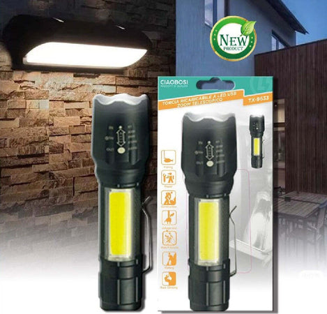 Torcia Tattica Usb Ricaricabile A Led Zoom Telescopico Escursioni Pesca Tx-9633 Fai da te/Sicurezza e protezione/Torce/Torce elettriche portatili (standard) Trade Shop italia - Napoli, Commerciovirtuoso.it