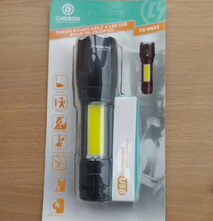 Torcia Tattica Usb Ricaricabile A Led Zoom Telescopico Escursioni Pesca Tx-9633 Fai da te/Sicurezza e protezione/Torce/Torce elettriche portatili (standard) Trade Shop italia - Napoli, Commerciovirtuoso.it