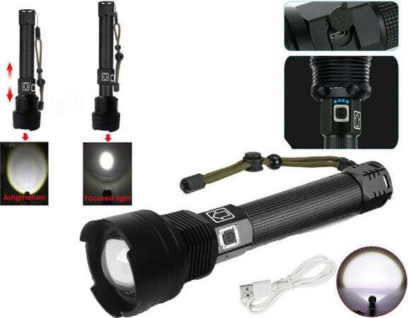 Torcia-Tattica/militare-Led-Cree-T6-Ricaricabile-Zoom-2-Batterie-P516-p70-V2