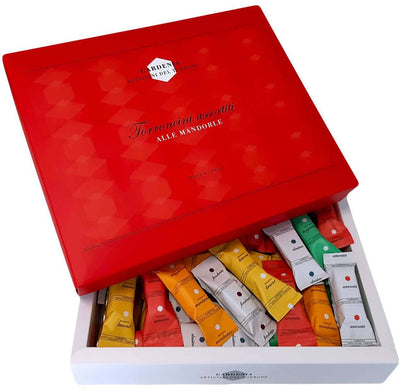 Torroncini Artigianali Assortiti Alle Mandorle Torroni Morbidi E Friabili Confezione Idea Regalo Natale satin Red - 850g