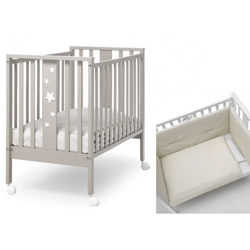 Lettino Coo Sleeping Erbesi Mini Stelline Bianco Tortora + Completo Tessile