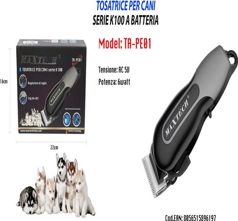 Tosatrice Rasoio Per Cani Per Il Taglio Del Pelo Serie K100 Ta-pe01 Prodotti per animali domestici/Cani/Accessori per toilette/Tosatrici elettriche e lame/Tosatrici elettriche Trade Shop italia - Napoli, Commerciovirtuoso.it
