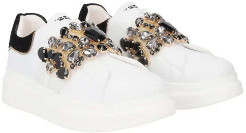 Toscablu Sneakers Donna Juliette Bianche Fascia in Strass SF2401S016 Bianco/Nero