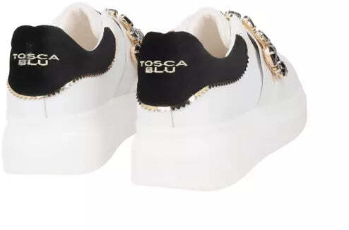 Toscablu Sneakers Donna Juliette Bianche Fascia in Strass SF2401S016 Bianco/Nero