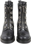 Toscablu Stivale Donna Biker in Pelle Stivale Casual Con Tacco 6,5 Cm Zip E Accessori Bottoni Gioiello Collezione Aut-Inv 2022/23