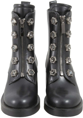 Toscablu Stivale Donna Biker in Pelle Stivale Casual Con Tacco 6,5 Cm Zip E Accessori Bottoni Gioiello Collezione Aut-Inv 2022/23