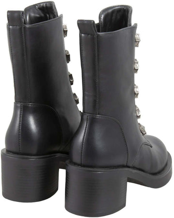 Toscablu Stivale Donna Biker in Pelle Stivale Casual Con Tacco 6,5 Cm Zip E Accessori Bottoni Gioiello Collezione Aut-Inv 2022/23