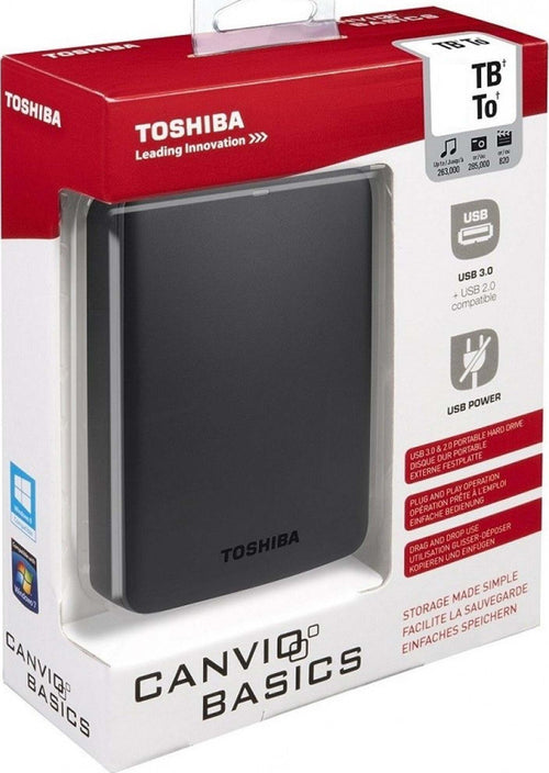 TOSHIBA CANVIO 2TB USB 3.0 PORTABLE EXTERNAL HARD DISK DRIVE BLACK  Trade Shop italia - Napoli, Commerciovirtuoso.it