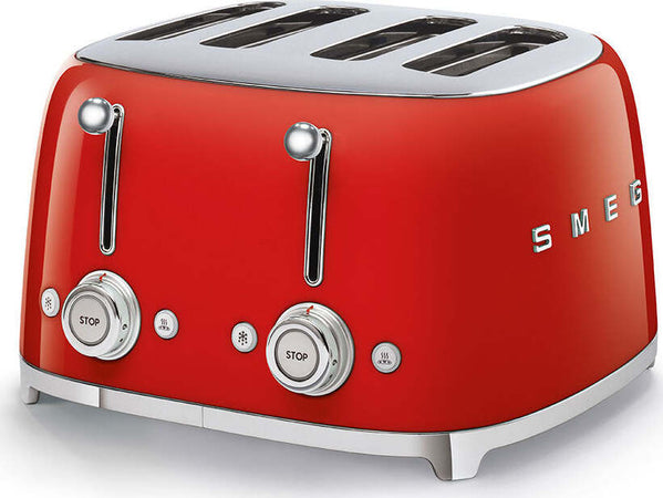 Tostapane-4x4-Rosso,-Lucido-Estetica-50's-Style-TSF03RDEU-Smeg