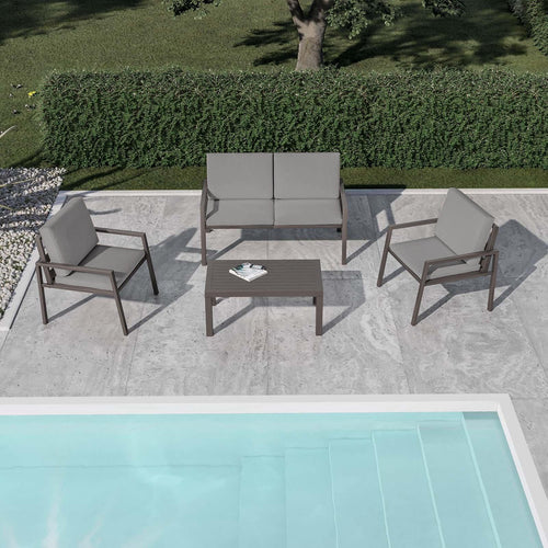 Salottino moderno per esterno Barcellona in alluminio con cuscini da giardino