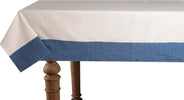 Tovaglia In Misto Lino Con Elegante Bordo Applicato Made In Italy Naturale/bluette Casa e cucina/Tessili per la casa/Tessili da cucina/Tovaglie Vanita di raso - Sesto San Giovanni, Commerciovirtuoso.it
