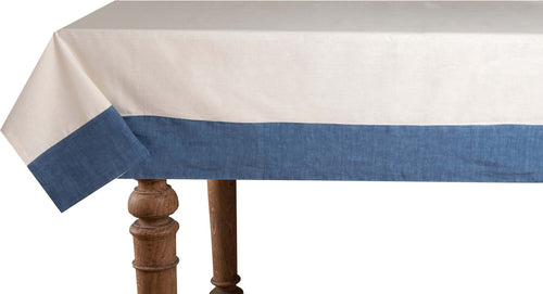 Tovaglia In Misto Lino Con Elegante Bordo Applicato Made In Italy Naturale/bluette Casa e cucina/Tessili per la casa/Tessili da cucina/Tovaglie Vanita di raso - Sesto San Giovanni, Commerciovirtuoso.it