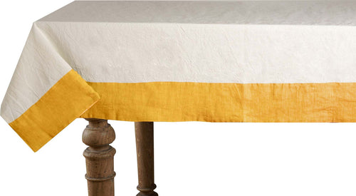 Tovaglia In Misto Lino Con Elegante Bordo Applicato Made In Italy Naturale/ocra Casa e cucina/Tessili per la casa/Tessili da cucina/Tovaglie Vanita di raso - Sesto San Giovanni, Commerciovirtuoso.it