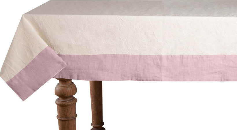 Tovaglia In Misto Lino Con Elegante Bordo Applicato Made In Italy Naturale/rosa Perla Casa e cucina/Tessili per la casa/Tessili da cucina/Tovaglie Vanita di raso - Sesto San Giovanni, Commerciovirtuoso.it