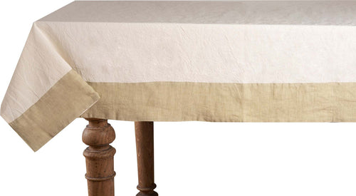 Tovaglia In Misto Lino Con Elegante Bordo Applicato Made In Italy Naturale/sabbia Casa e cucina/Tessili per la casa/Tessili da cucina/Tovaglie Vanita di raso - Sesto San Giovanni, Commerciovirtuoso.it