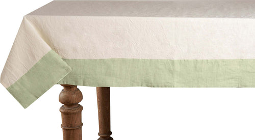 Tovaglia In Misto Lino Con Elegante Bordo Applicato Made In Italy Naturale/verde Menta Casa e cucina/Tessili per la casa/Tessili da cucina/Tovaglie Vanita di raso - Sesto San Giovanni, Commerciovirtuoso.it