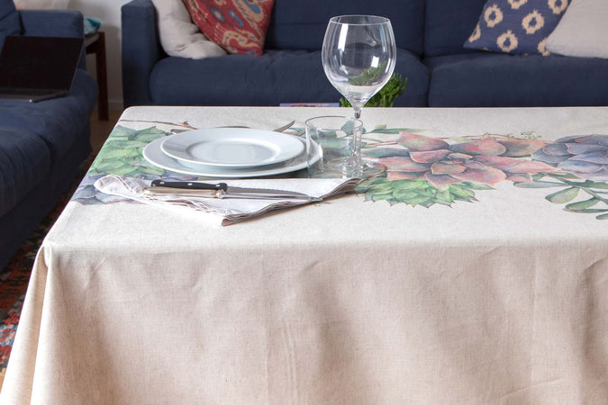Tovaglia In Misto Lino Stampato Tovaglia Crema a Fiori Morbida Resistente Elegante Made In Italy Succulente Casa e cucina/Tessili per la casa/Tessili da cucina/Tovaglie Vanita di raso - Sesto San Giovanni, Commerciovirtuoso.it