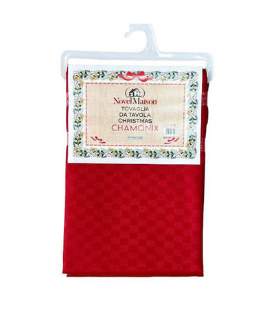 Tovaglia Natalizia Antimacchia Impermeabile Christmas Tessuto Rosso 12 Posti