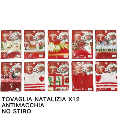 Tovaglia Natalizia Antimacchia No Stiro Impermeabile Varie Fantasie 12 Posti