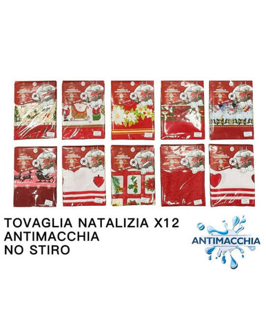 Tovaglia Natalizia Antimacchia No Stiro Impermeabile Varie Fantasie 12 Posti
