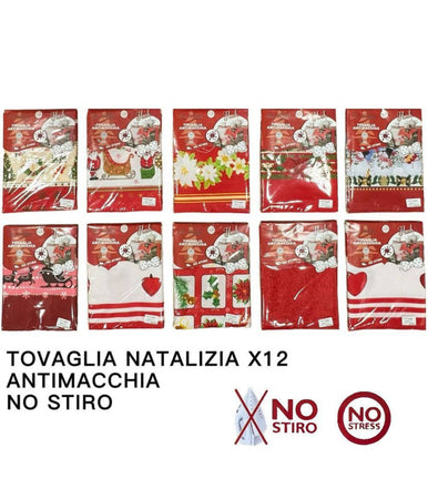 Tovaglia Natalizia Antimacchia No Stiro Impermeabile Varie Fantasie 12 Posti