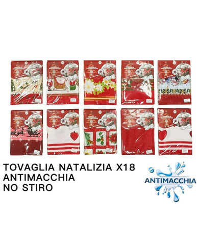 Tovaglia Natalizia Antimacchia No Stiro Impermeabile Varie Fantasie 24 Posti