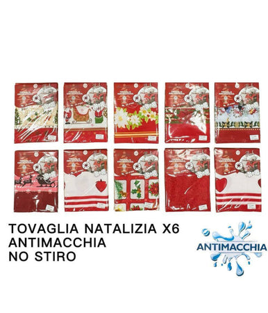 Tovaglia Natalizia Antimacchia No Stiro Impermeabile Varie Fantasie 6 Posti