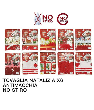 Tovaglia Natalizia Antimacchia No Stiro Impermeabile Varie Fantasie 6 Posti