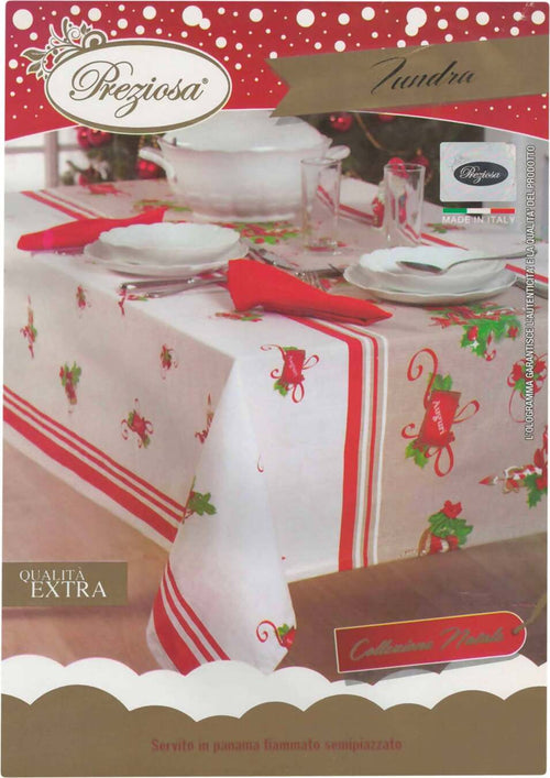 Tovaglia Natalizia Capodanno x24 Persone+ 24 Tovaglioli Tovaglia da Tavola 140x450cm. Tovaglioli 45x45 Bianca Rossa Beige tovaglia tavola x 24 persone L'Orchidea - Siderno, Commerciovirtuoso.it