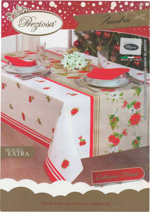 Tovaglia Natalizia Capodanno x24 Persone +24 Tovaglioli Tovaglia da Tavola 140x450cm. Tovaglioli 45x45 Bianca Rossa Beige tovaglia tavola x24 persone L'Orchidea - Siderno, Commerciovirtuoso.it