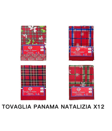 Tovaglia Natalizia Panama Tessuto Resistente Tema Natale Varie Fantasie 12 Posti