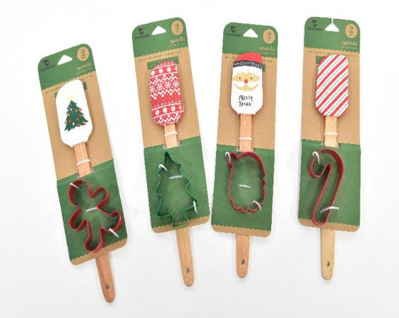 Set spatola in silicone con manico in legno e formina per biscotti