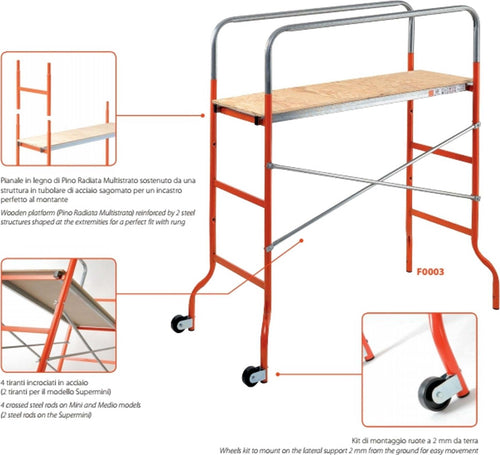 TRABATTELLO FAI DA TE MEDIO CON PIANO IN LEGNO ALTEZZA MASSIMA 3,78 M KREO MEDIO Fai da te/Prodotti per la costruzione/Impalcature Trade Shop italia - Napoli, Commerciovirtuoso.it