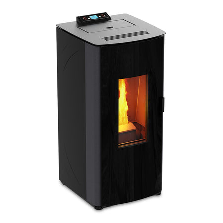 Termo Stufa a pellet 17 kw Hydro "Steel" per ambienti moderni h 112 cm