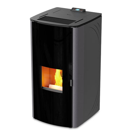 Termo Stufa a pellet 17 kw Hydro "Steel" per ambienti moderni h 112 cm