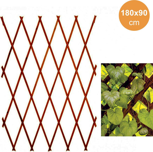 TRALICCIO RETE ESTENSIBILE IN LEGNO SCURO PER PARETE DA GIARDINO PIANTE 180X90cm  Trade Shop italia - Napoli, Commerciovirtuoso.it