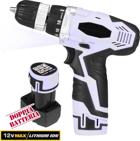 TRAPANO AVVITATORE A DOPPIA BATTERIA AL LITIO IN VALIGETTA 12V CORDLESS Fai da te/Utensili elettrici e a mano/Utensili elettrici/Trapani/Trapani avvitatori Trade Shop italia - Napoli, Commerciovirtuoso.it