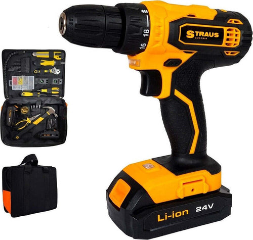 Trapano Avvitatore Doppia Batteria A Litio 24v + 150 Accessori + Borsa Cd24-152 Fai da te/Utensili elettrici e a mano/Utensili elettrici/Trapani/Trapani avvitatori Trade Shop italia - Napoli, Commerciovirtuoso.it