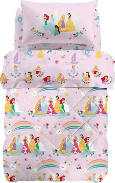 Trapunta-Caleffi-Principesse-1-Posto-Trapunta-Fantasia-Per-Letto-Singolo-Bambini-In-Cotone-Soffice-100%-165x260-Cm