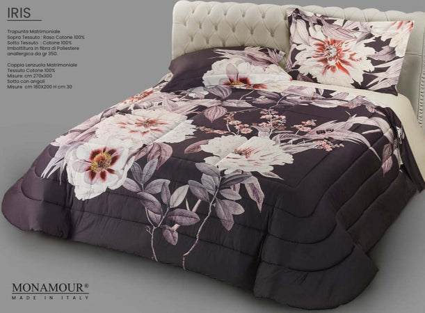 Trapunta matrimoniale art.Iris tessuto sopra:Raso cotone 100% tessuto sotto: cotone 100% imbottitura in fibra di poliestere anallergica gr.350 Casa e cucina/Tessili per la casa/Biancheria da letto/Coperte e trapunte/Trapunte Biancheria Arredo Home - Nola, Commerciovirtuoso.it