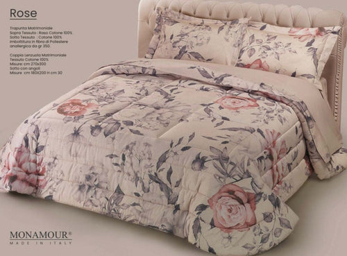 Trapunta matrimoniale art.Rose tessuto sopra:Raso cotone 100% tessuto sotto: cotone 100% imbottitura in fibra di poliestere anallergica gr.350 Casa e cucina/Tessili per la casa/Biancheria da letto/Coperte e trapunte/Trapunte Biancheria Arredo Home - Nola, Commerciovirtuoso.it