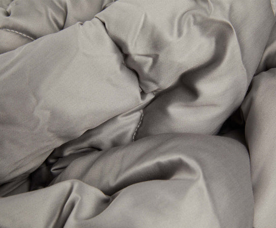 Trapunta matrimoniale Invernale bifaccia-double face in raso di puro cotone Made in Italy Beige/Grigio Fumo